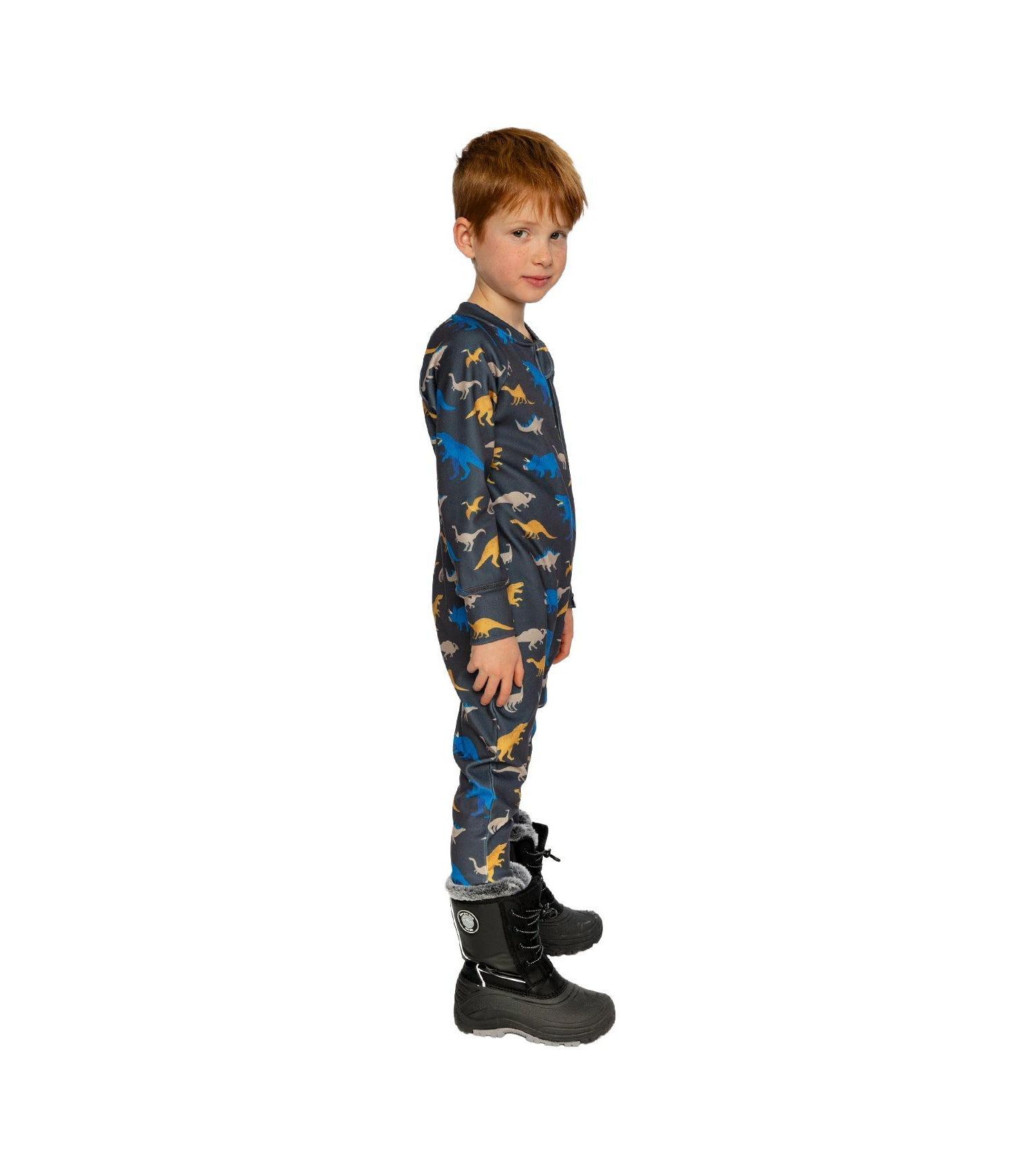 Little and Big Boy (6-14) One Piece Thermal Underwear Dinosaur Print