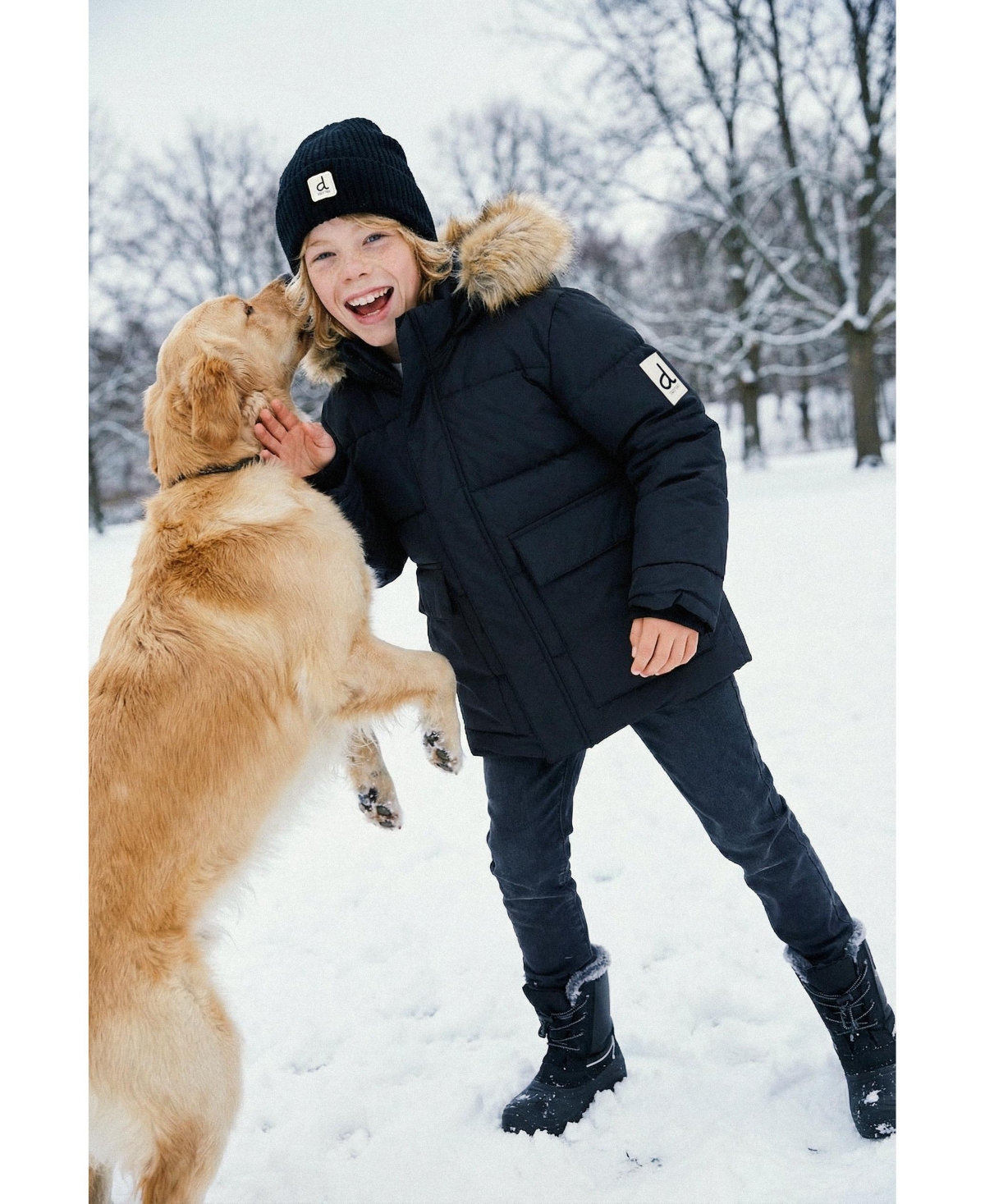 Deux par Deux Toddler Unisex(2T-5T) Winter Jacket with Faux-Fur Hood