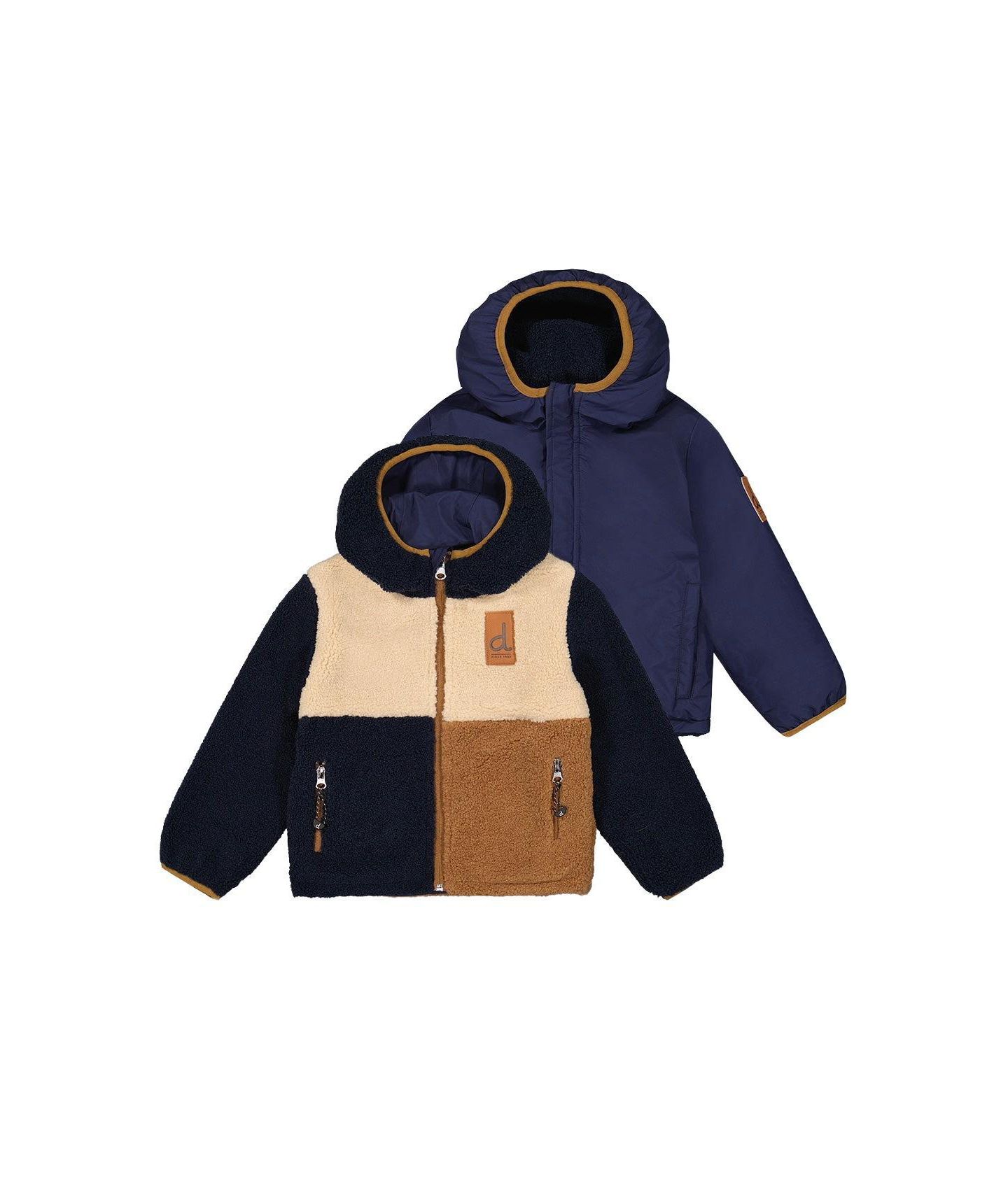 Куртка Deux par Deux Reversible Mid-Season Jacket для мальчиков-малышей, цвет: Синий / Коричневый — фото 1