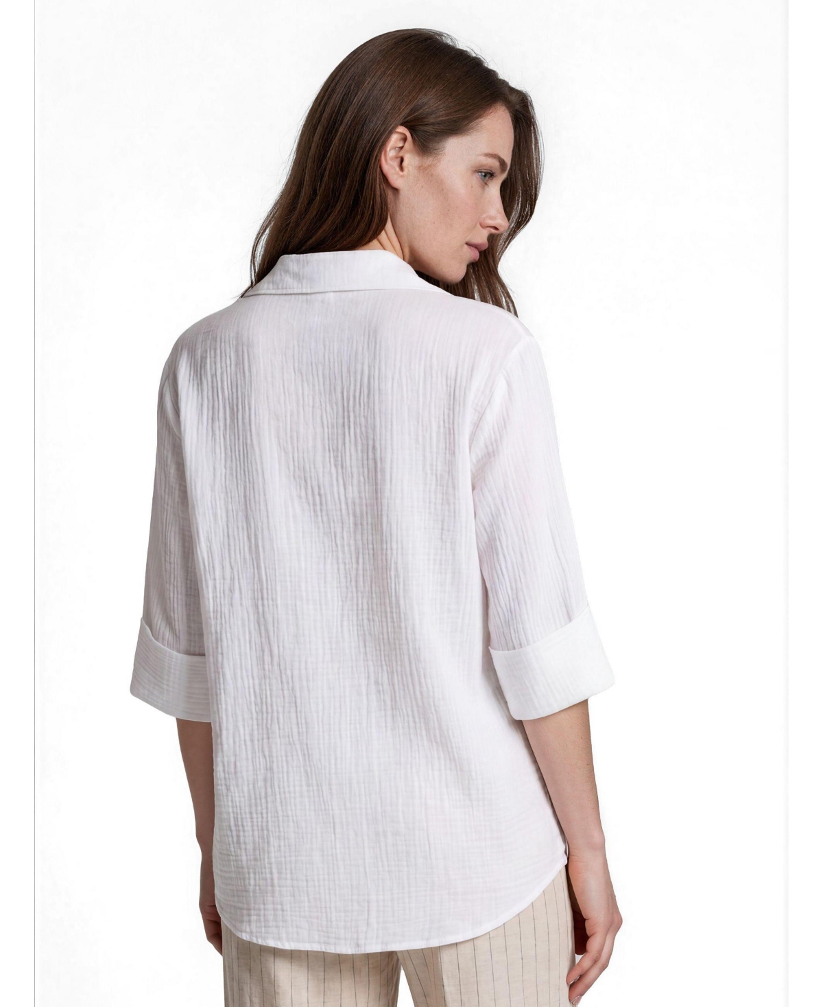 Masai Copenhagen Women's Mairara Seersucker Button-Front 3/4-Sleeve Shirt