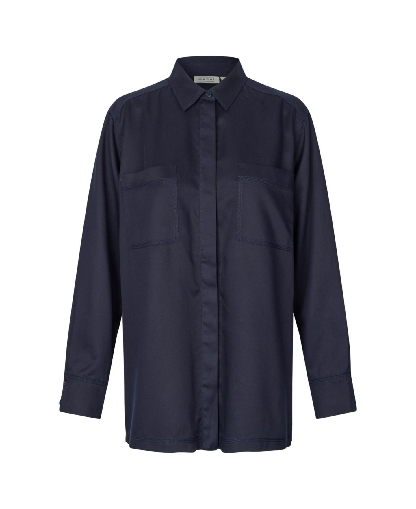 Женская рубашка Masai Copenhagen Maitaliane Oversized Button-Up Long-Sleeve, цвет: Тёмно-синий — фото 6