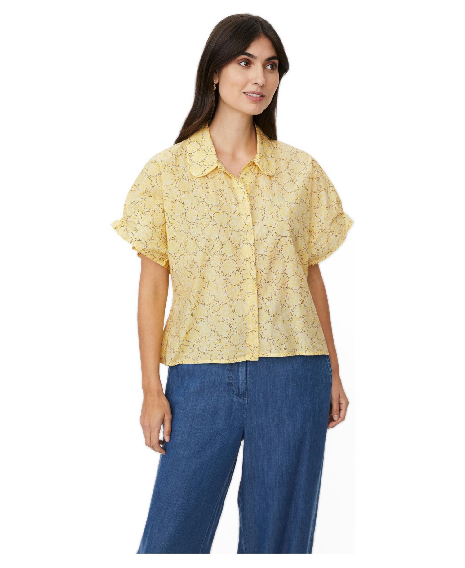 Women's MaIndorix Floral Short-Sleeve Ruffle-Cuff Shirt