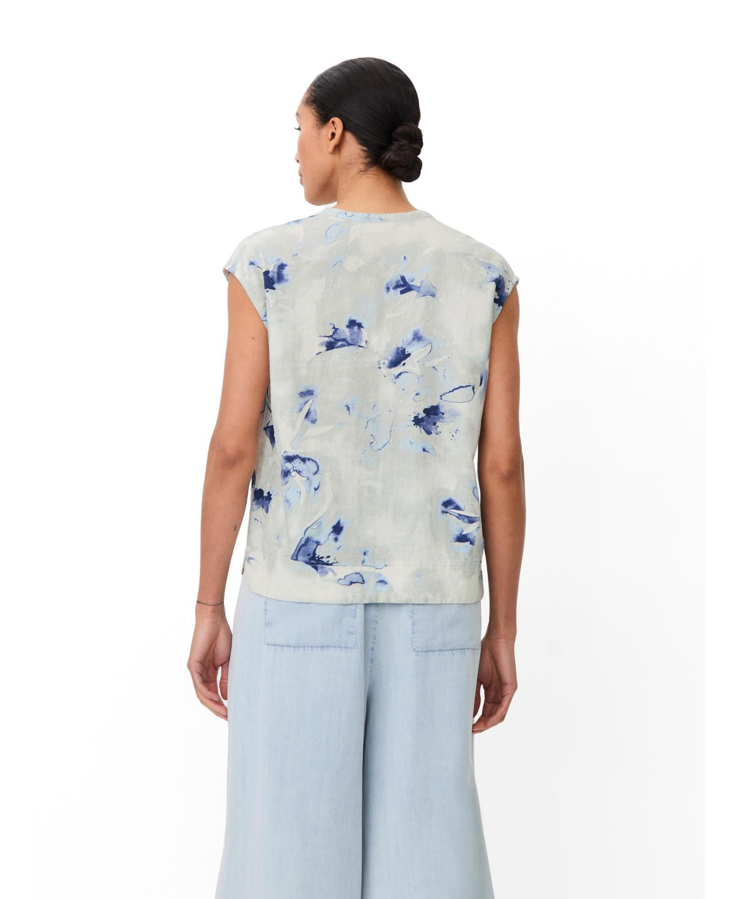 Women's Maelphira Floral Cap-Sleeve Linen-Viscose Blend Blouse