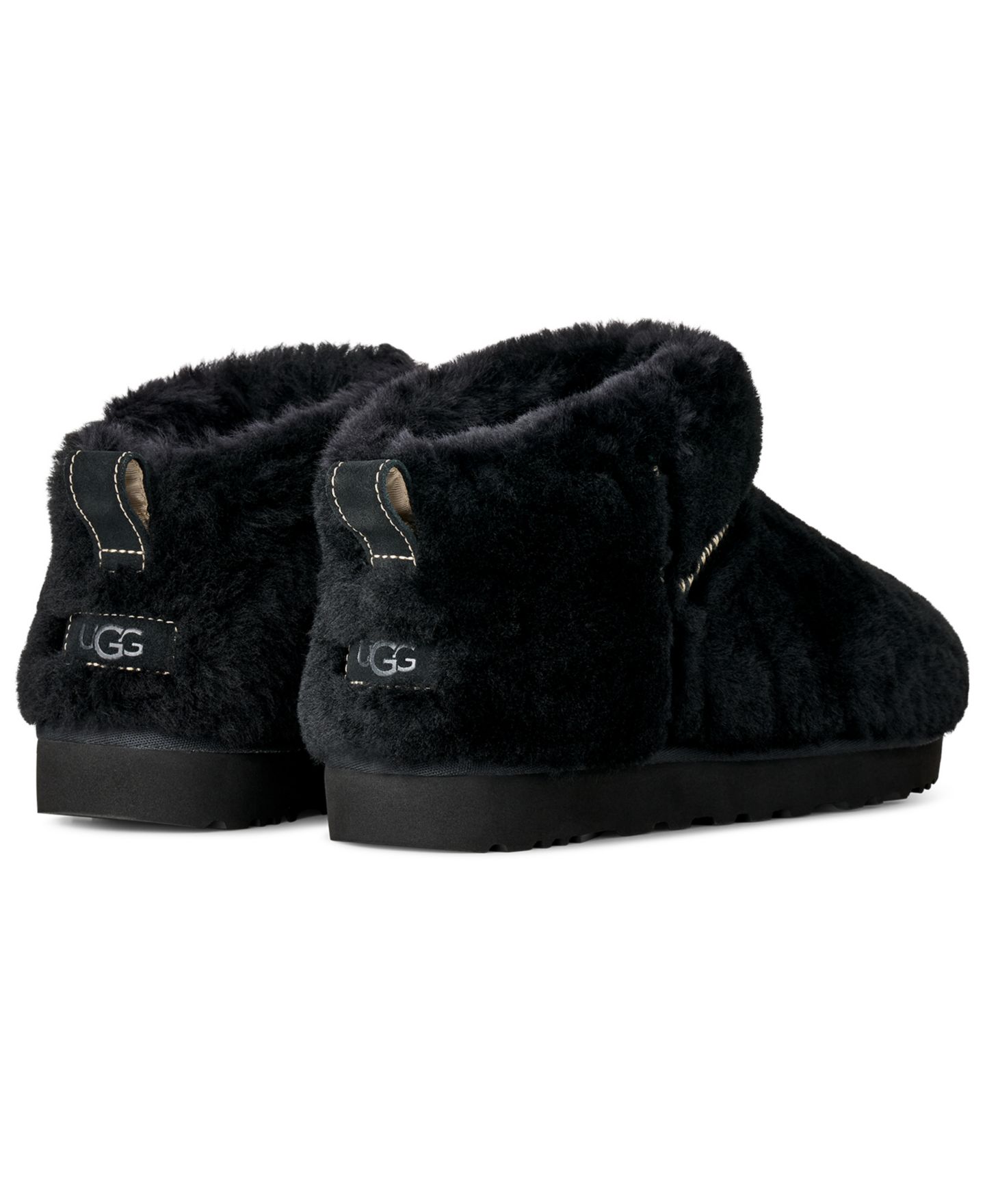 Женские ботинки UGG® Classic Ultra Mini Fluffed Round Toe Booties, цвет: Чёрный — фото 6