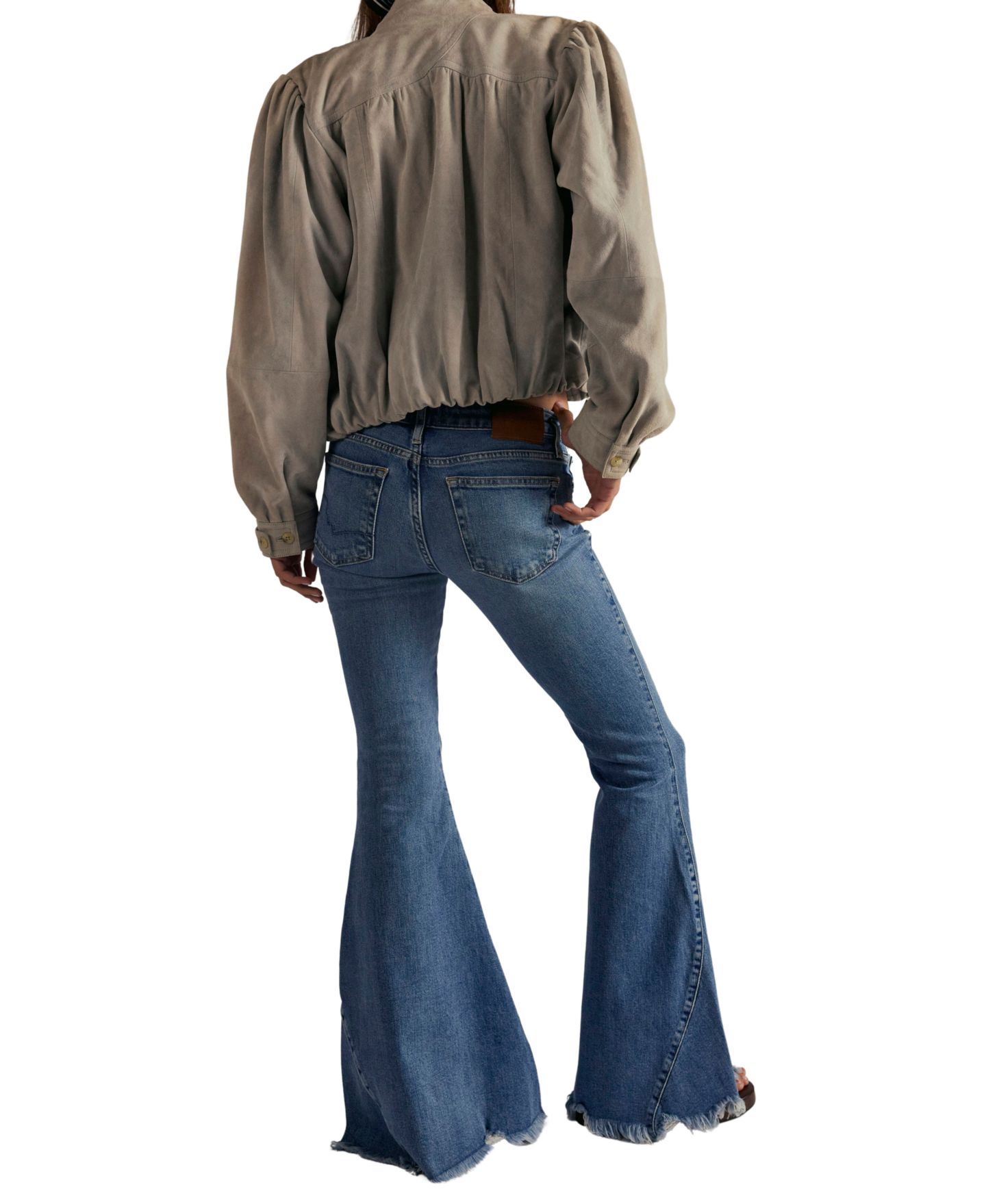 Женские джинсы Free People Emre Flare Low-Rise Distressed Hemline, цвет: Маковый синий — фото 4