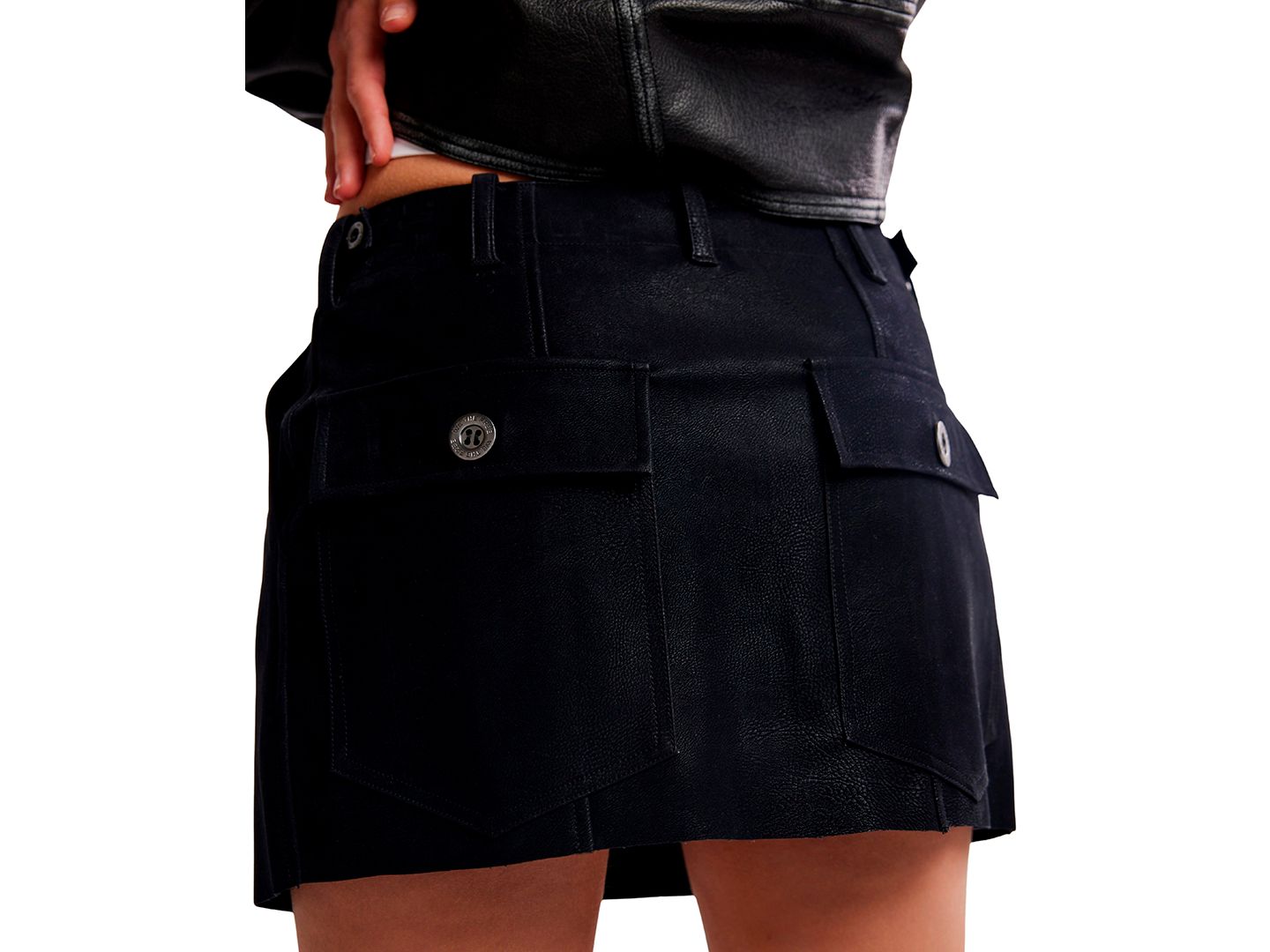 Женская юбка Free People Utility-Inspired A-Line Mini, цвет: Чёрный — фото 4