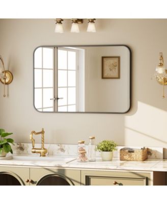 Rounded Rectangle Bathroom Mirror, Aluminum Alloy Frame
