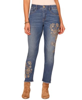 Women's Ab Solution High-Rise Floral Embroidery Ankle Jeans