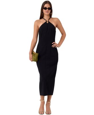 Women's Avalon Midi Halter Gold-Hardware Dress