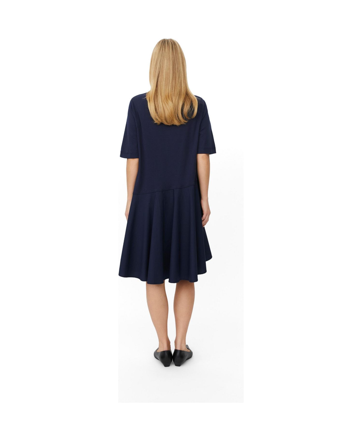 Women's Asymmetric Detail A-Line Short-Sleeve Dress