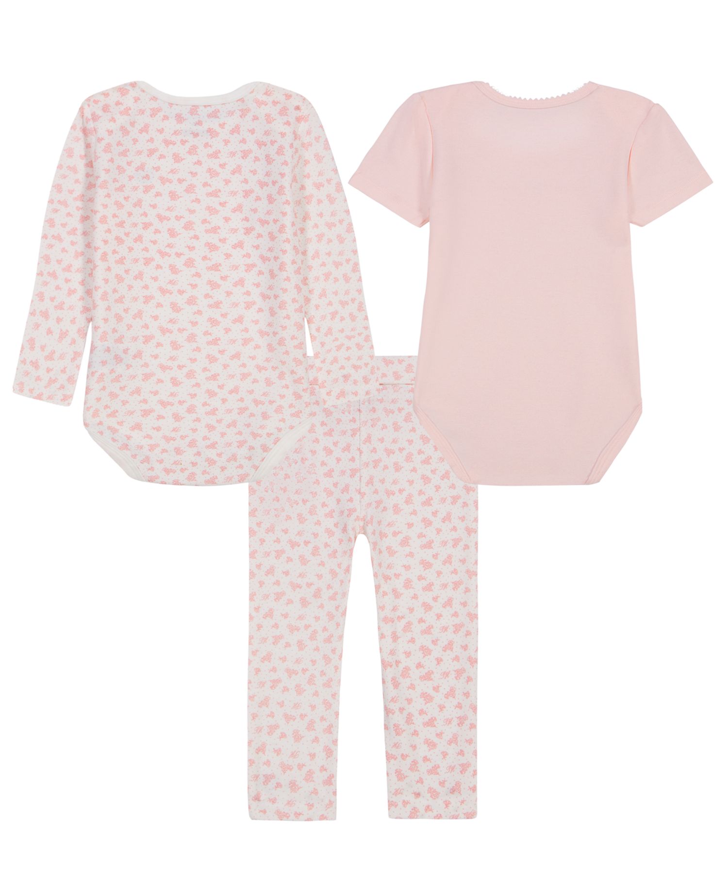 Baby Girls' Long-Sleeve Bodysuit, Short-Sleeve Bodysuit and Pants, 3-Piece Set