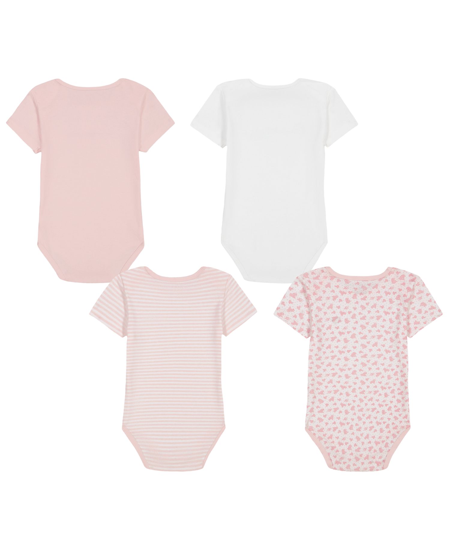 Baby Girls' Short-Sleeve Bodysuits, 4-Pack
