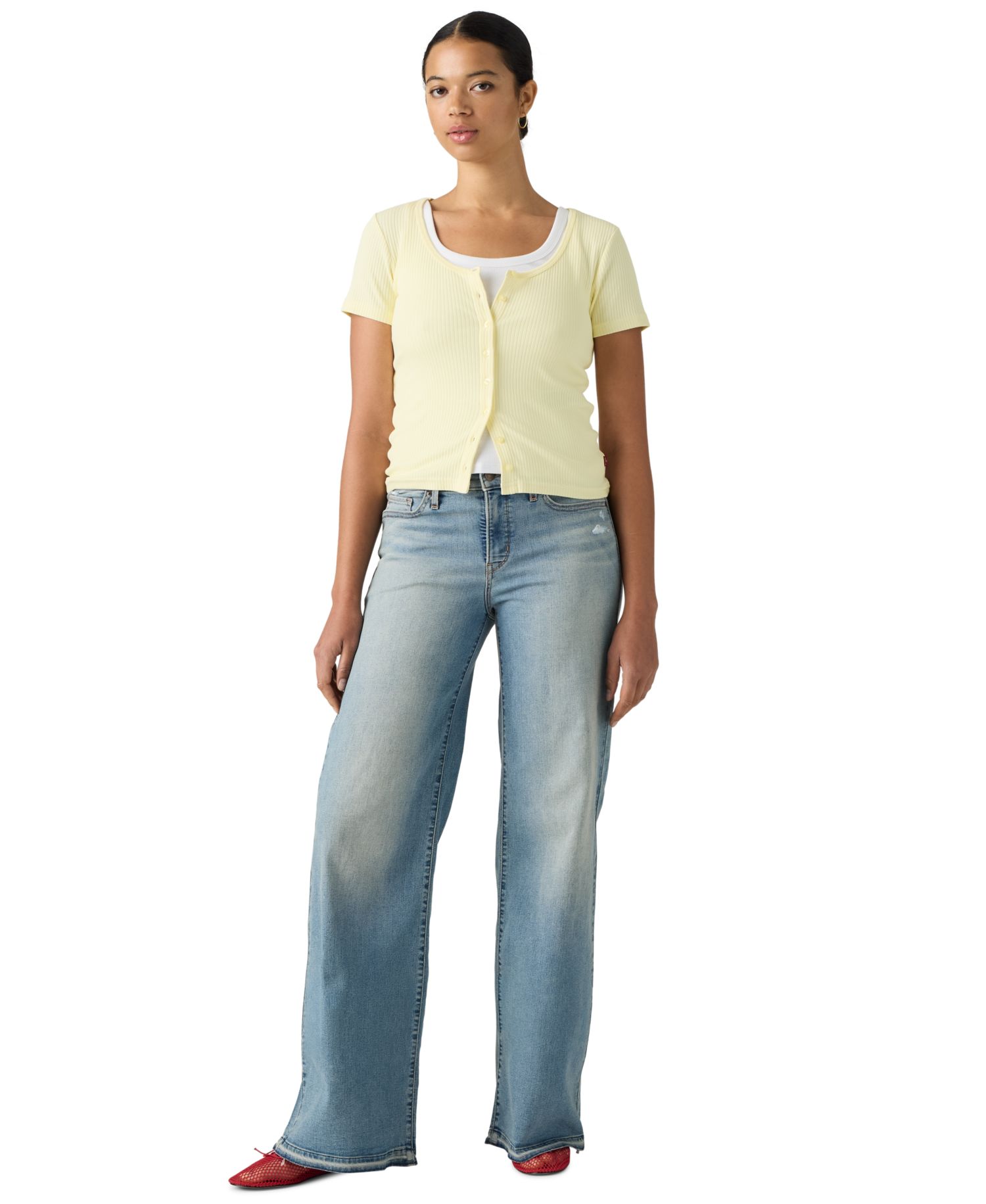 Plus Size Mid Rise 318 Shaping Wide-Leg Jeans