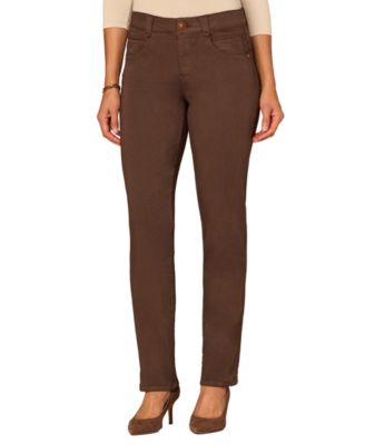 Petite "Ab"solution Mid-Rise Colored Straight-Leg Jeans 