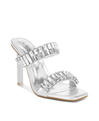 Womens Leonardi Oversized Crystal Baguette Stone Heels