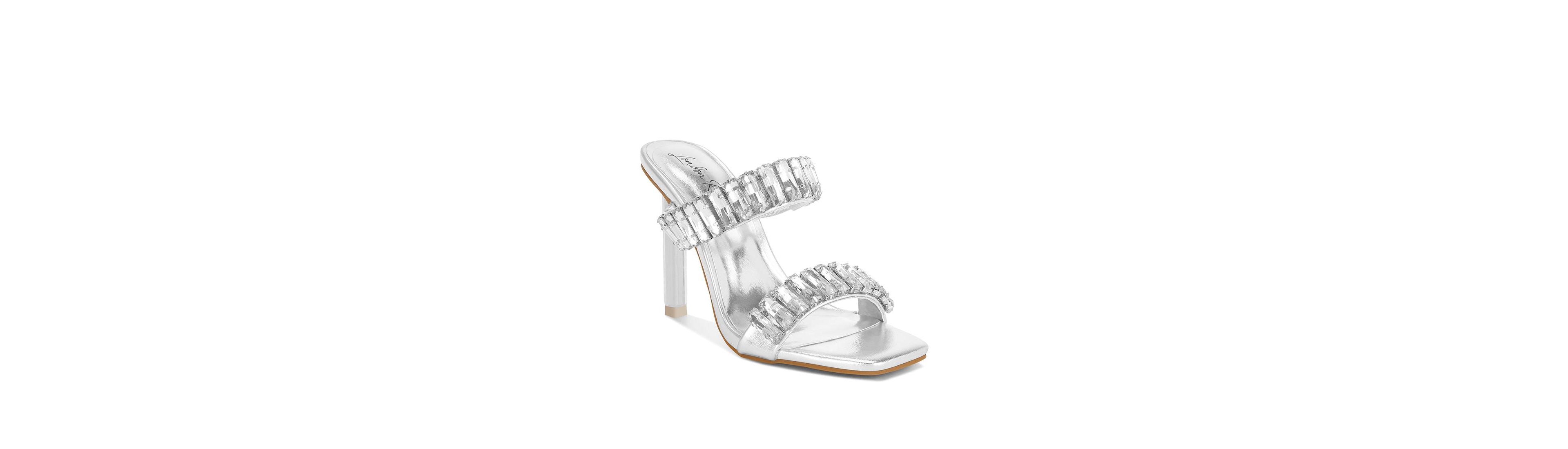 London Rag Womens Leonardi Oversized Crystal Baguette Stone Heels