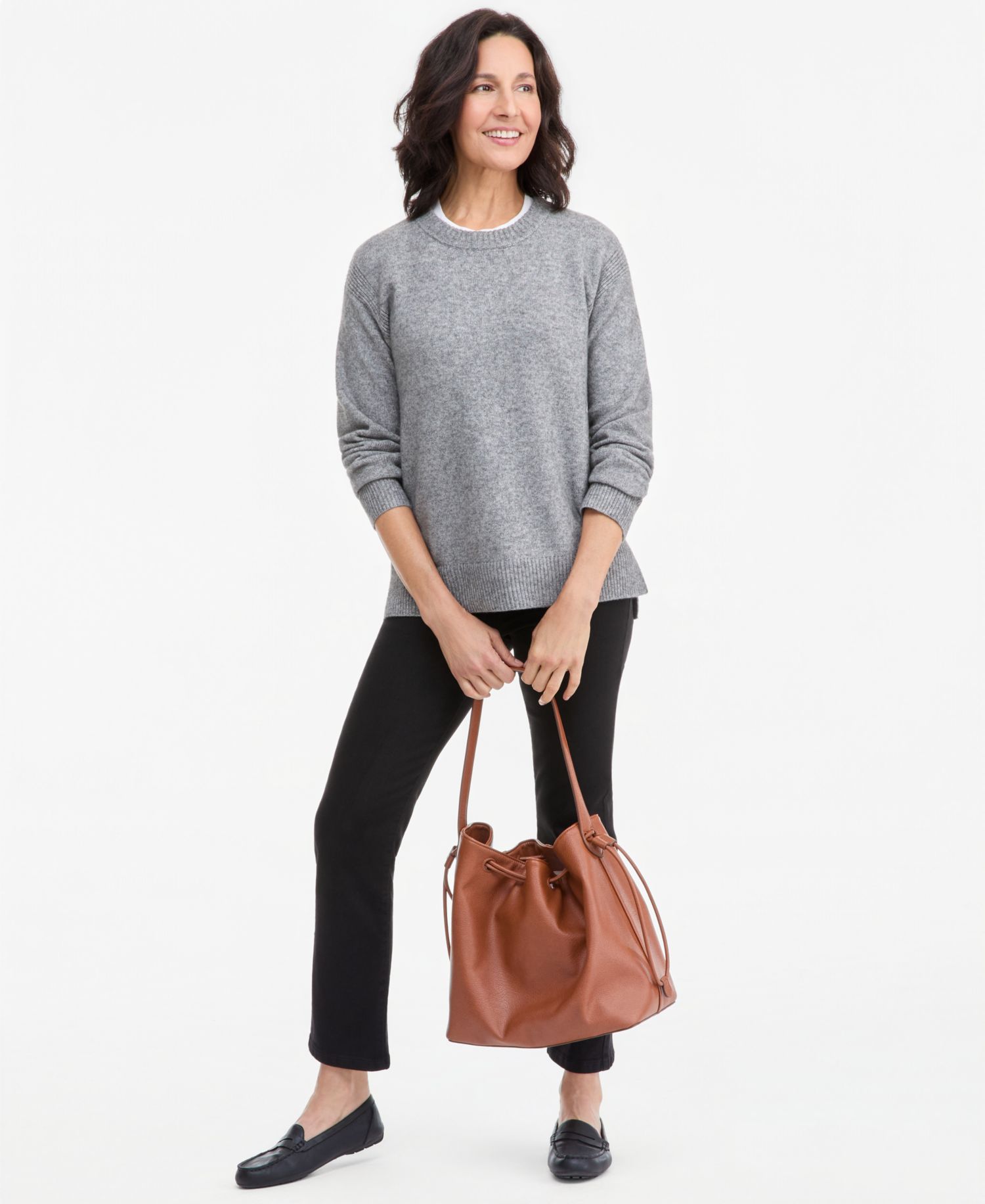 Petite Luxsoft Long-Sleeve Crewneck Sweater