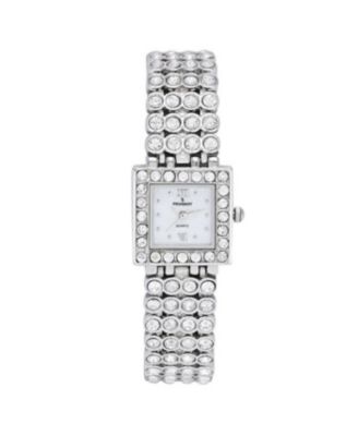 Women's Silver Jeweled Watch with Four Strands of Genuine Swarovski Crystals