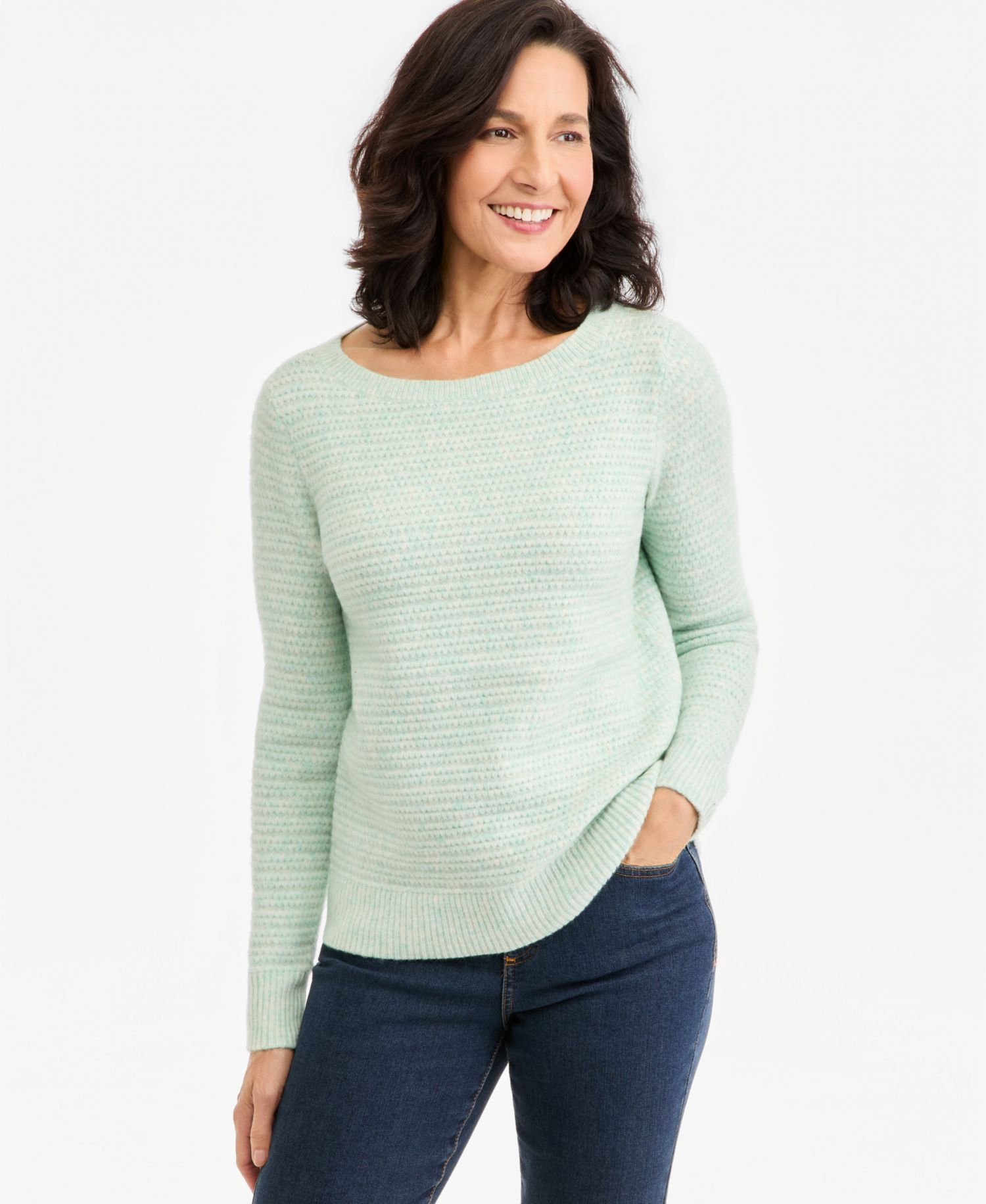 Women's Textured Spacedye Boatneck Sweater
