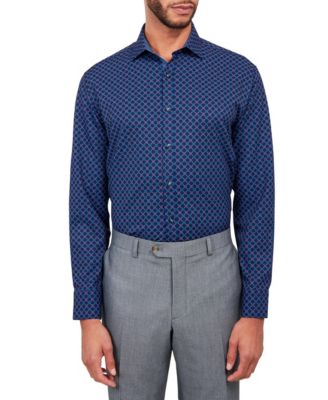 Men's Regular Fit 4-Way Stretch Performance Geometric Dress Shirt