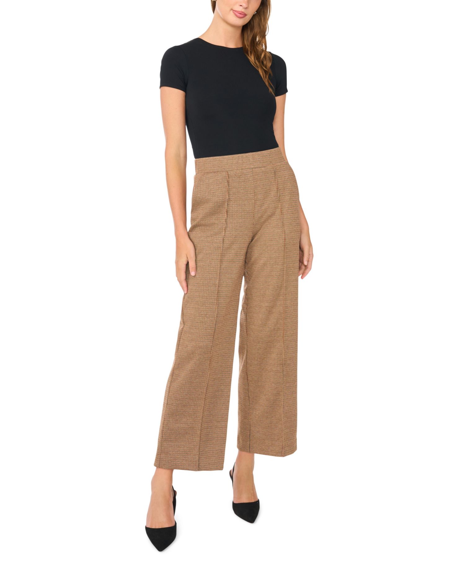 Women's High-Rise Pintuck Wide-Leg Pants