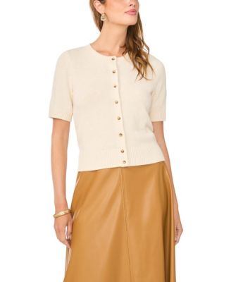 Women's Crewneck Short-Sleeve Cardigan