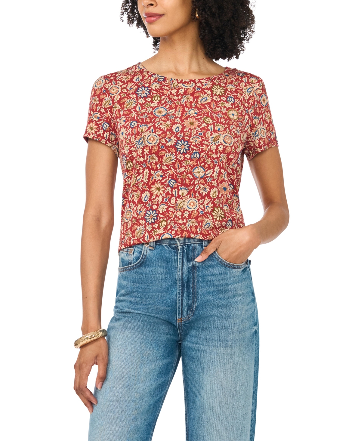 Vince Camuto Women's Crewneck Keyhole Back T-Shirt