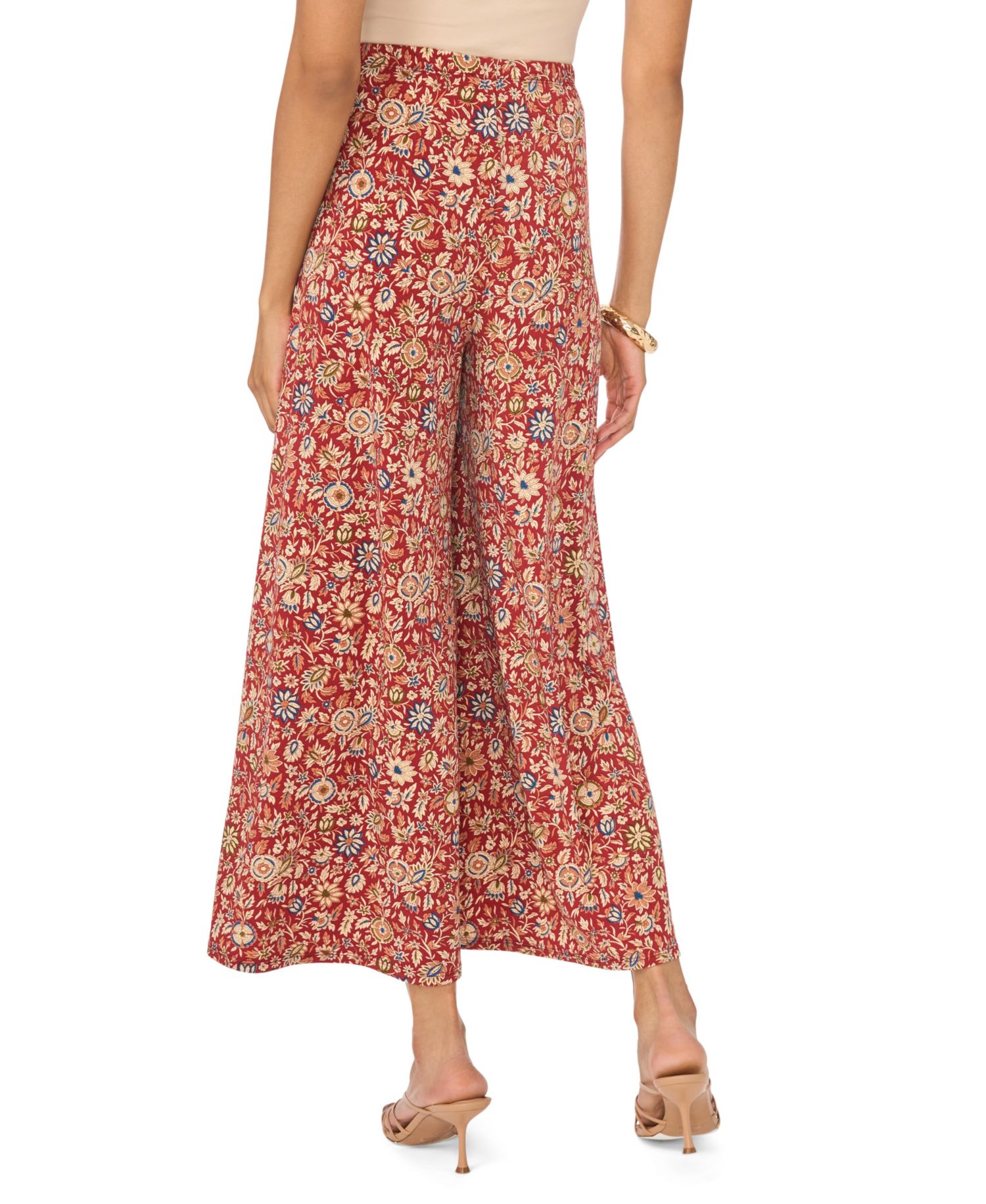 Women's Wide-Leg Pull-On Floral-Print Pants