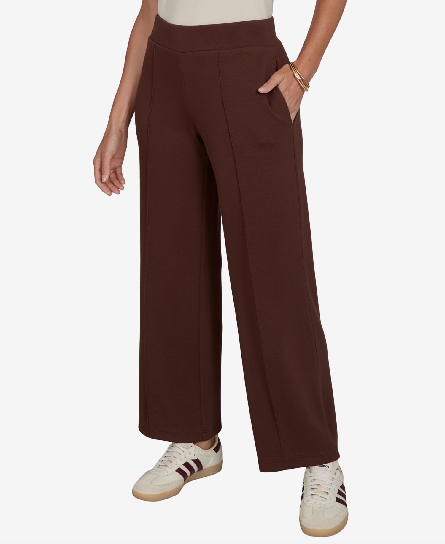 Petite Pull-On Wide-Leg Knit Pants