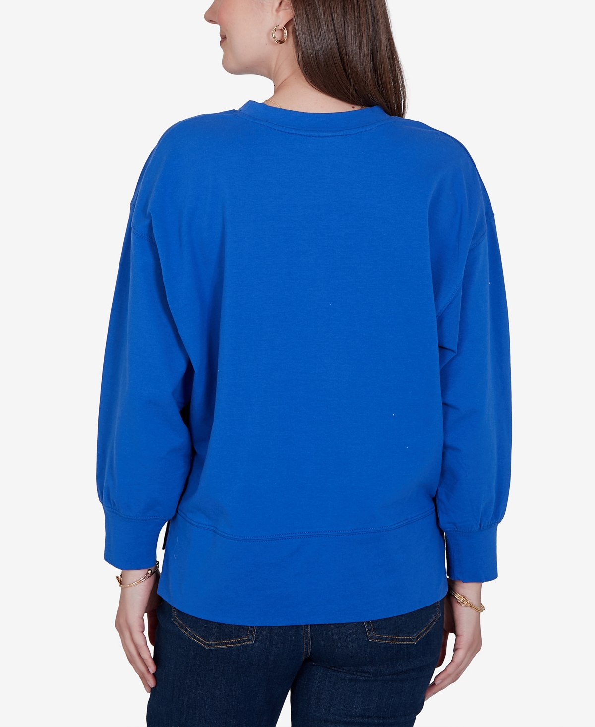 Ruby Rd. Petite Game Day Graphic Terry Sweatshirt In Cobolt Multi