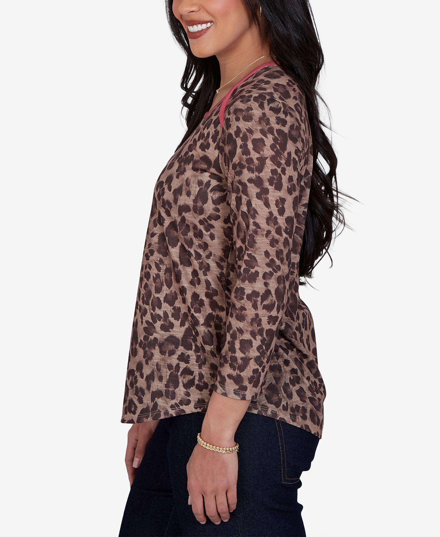 Petite Cheetah Print Knit Top