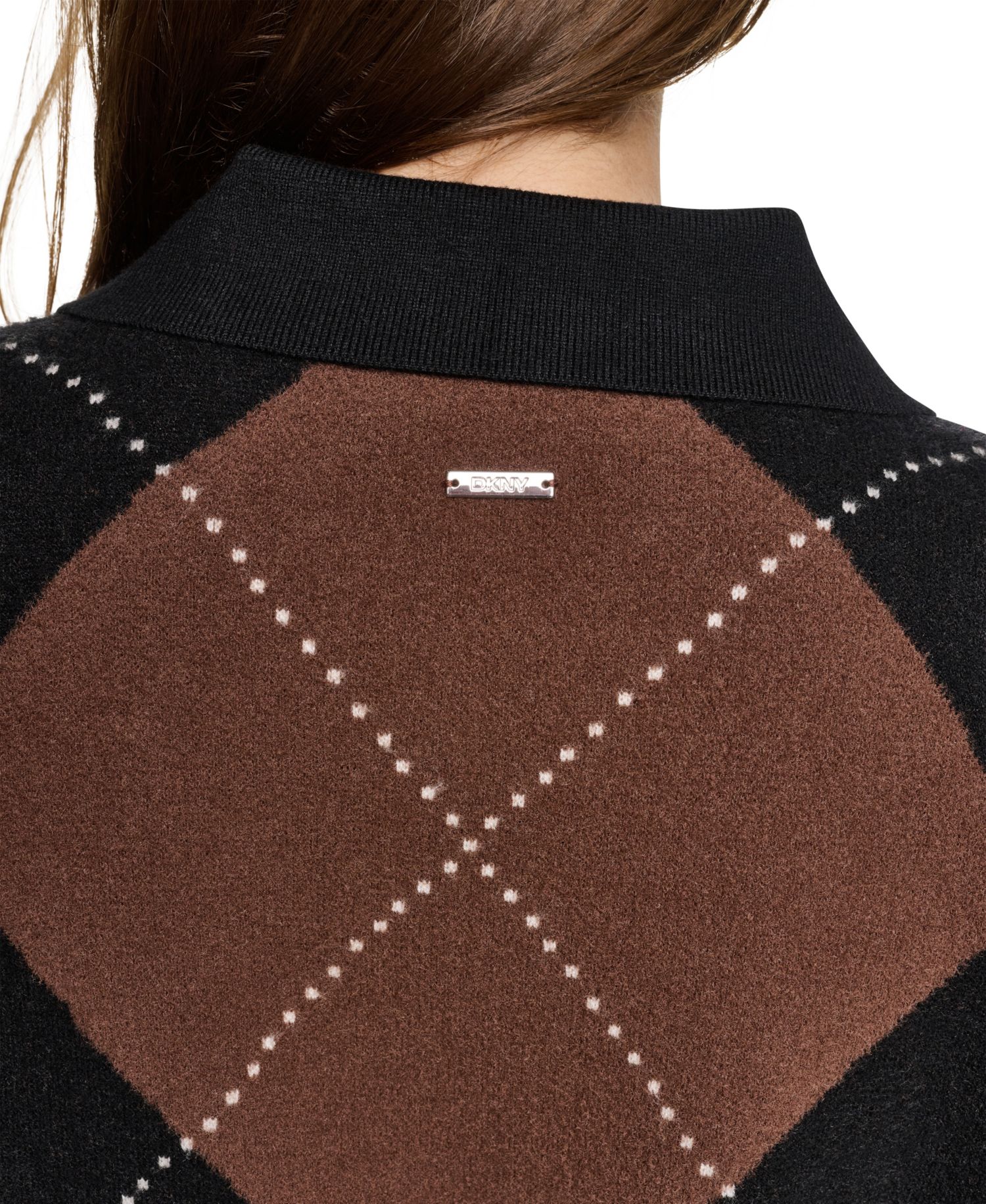 Petite Argyle Collared Cardigan