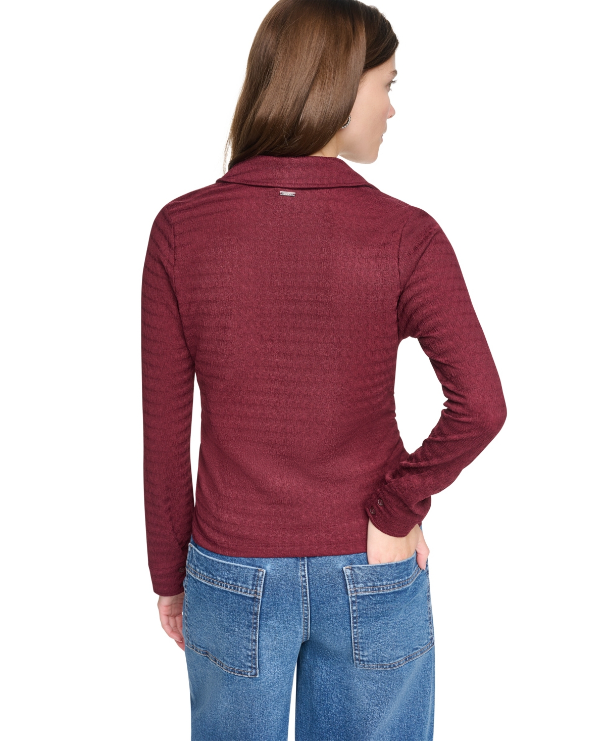 Dkny Jeans Petite Fitted Collared Neck Top