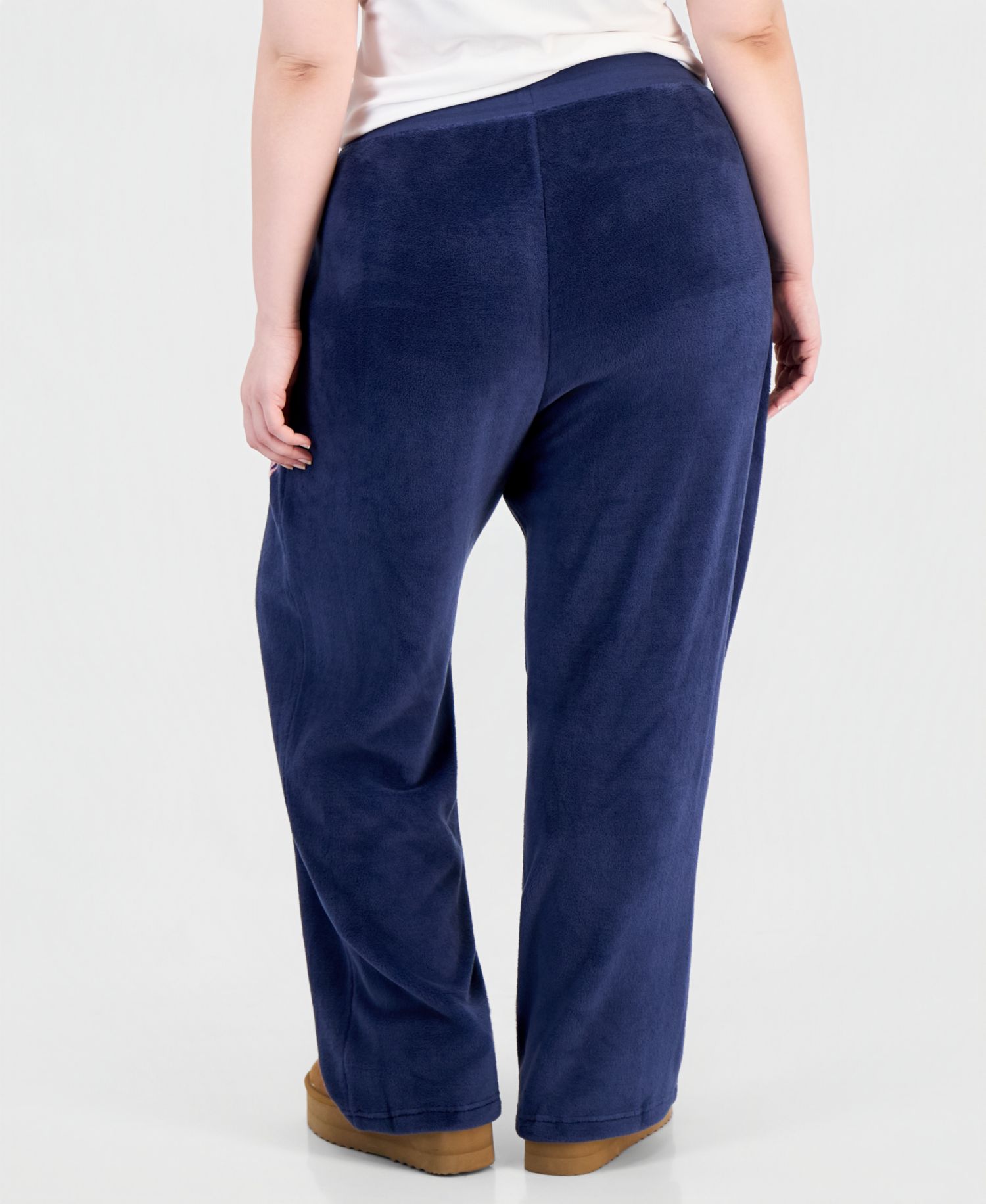 Plus Size Stitch Fleece Drawstring High-Rise Joggers