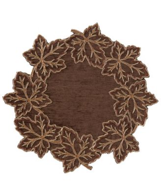 Lurex Leaves Velvet Round Placemat, 15" x 15"