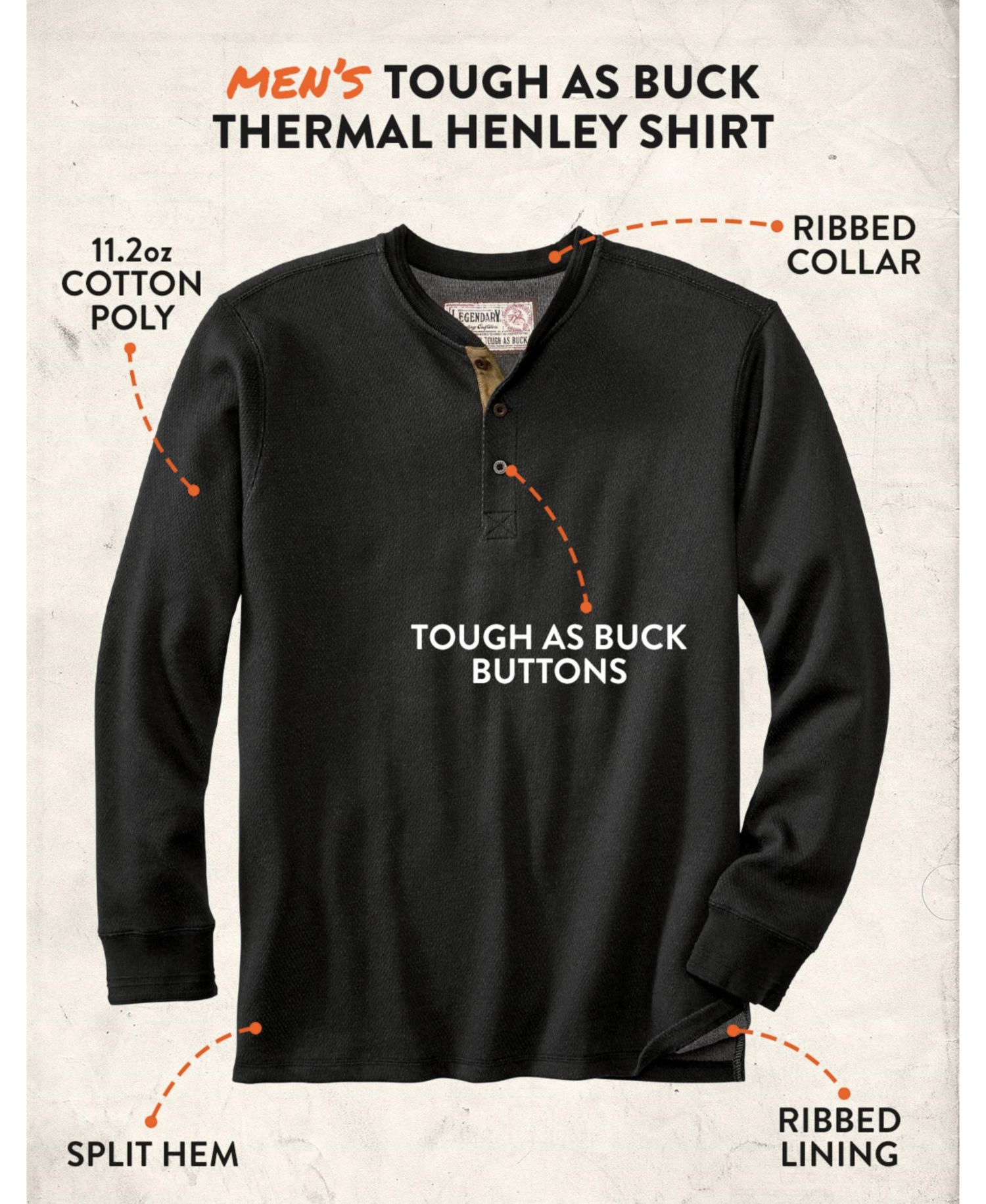 Mens Double Layer Thermal Henley Long Sleeve Shirt
