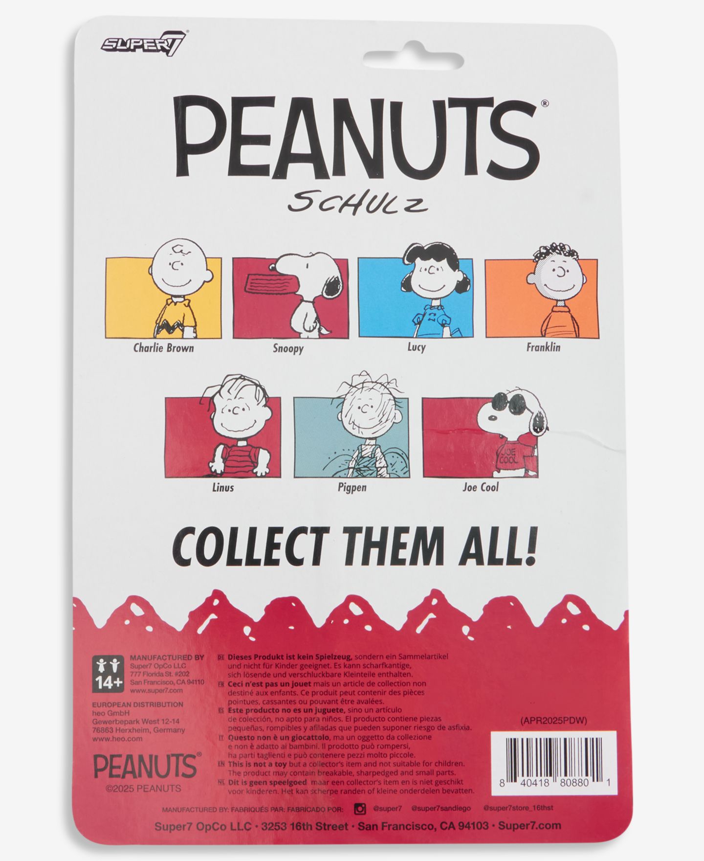 Детские фигурки Super7 Peanuts Macy's 100th Thanksgiving Day Parade Joe Cool Snoopy 3.75" ReAction Figure — фото 3
