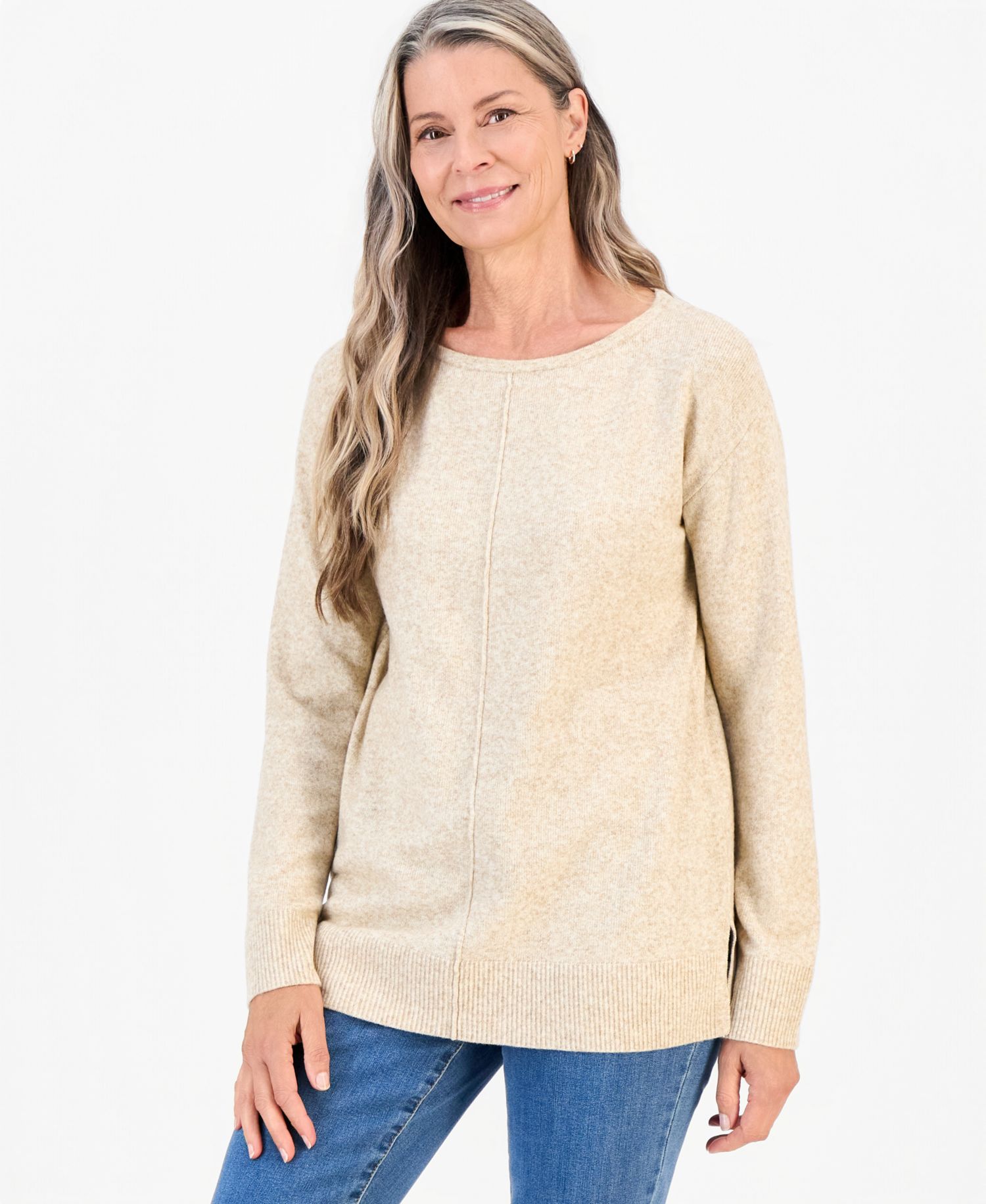 Plus Luxsoft Seamfront Boatneck Tunic Sweater