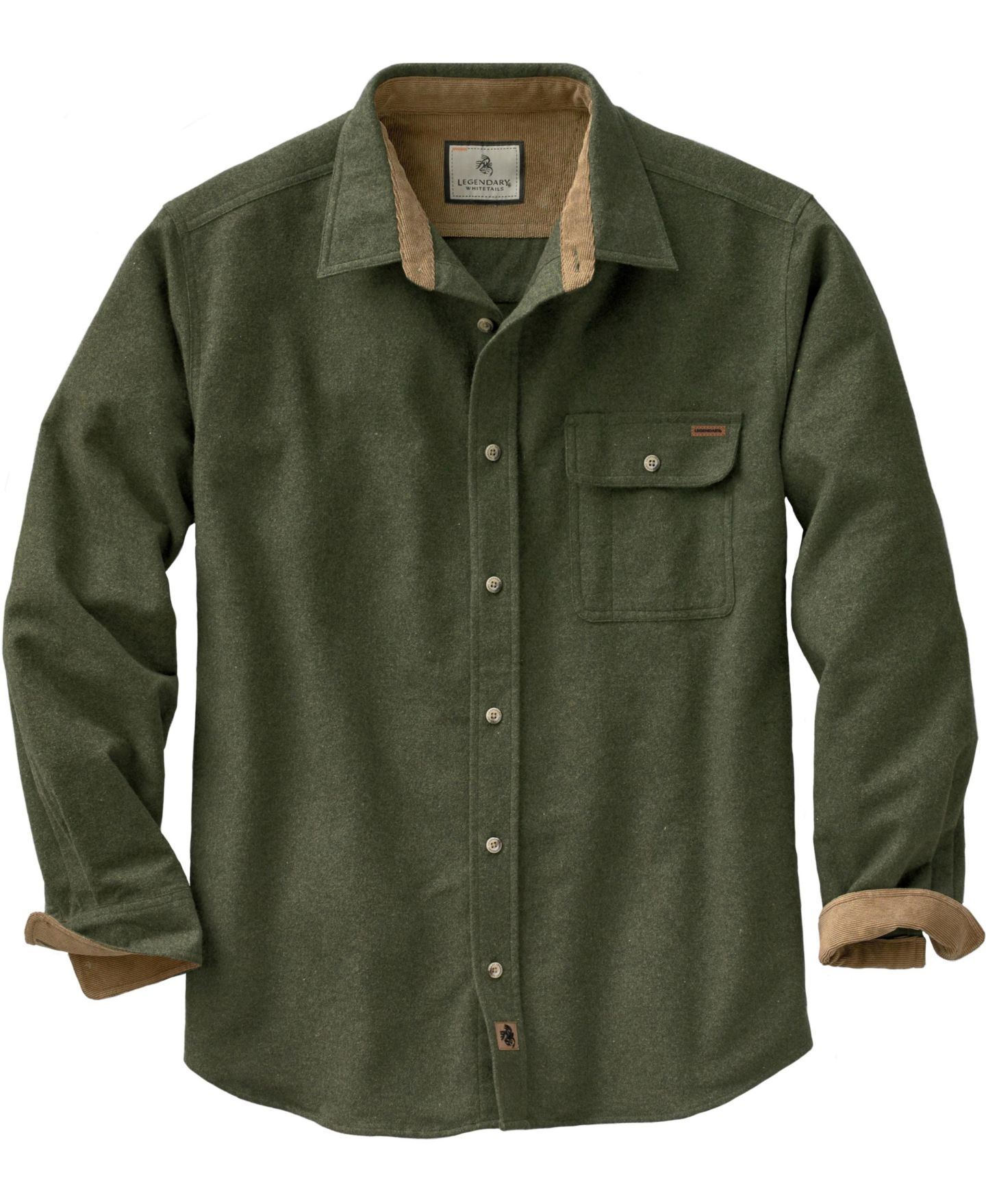 Мужская рубашка Legendary Whitetails Big & Tall Buck Camp Long Sleeve Casual Fit Button Down Shirt, цвет: Армейский зелёный — фото 5
