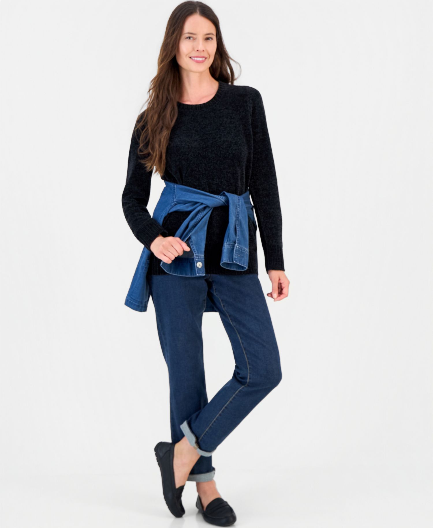 Women's Crewneck Chenille Long-Sleeve Sweater