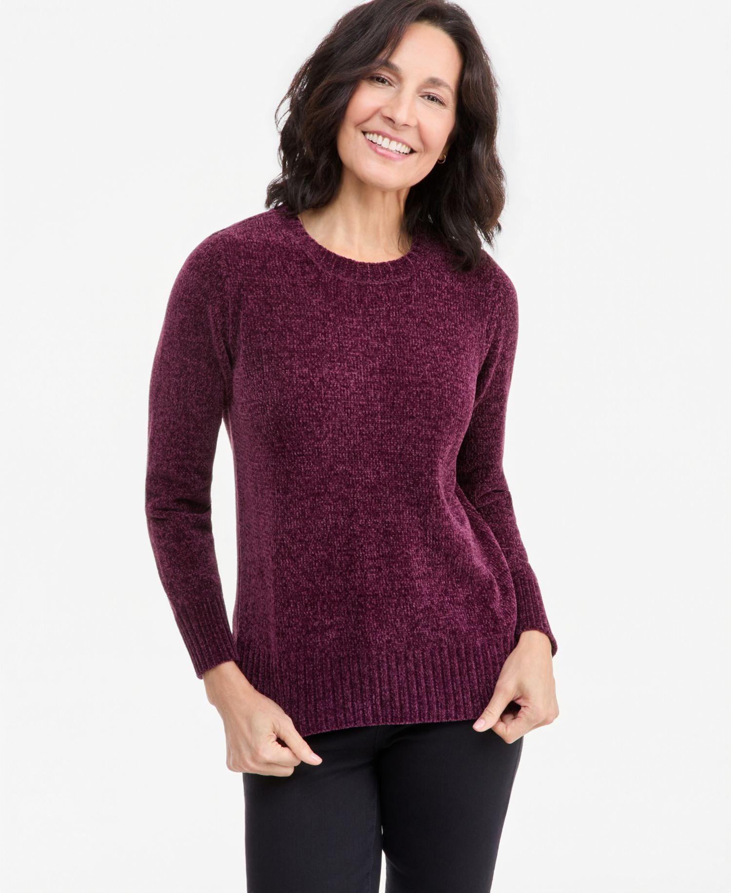 Women's Crewneck Chenille Long-Sleeve Sweater