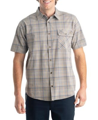 Men's Plaid Button Up Moisture Wicking UPF 30+ Short Sleeve Shirt
