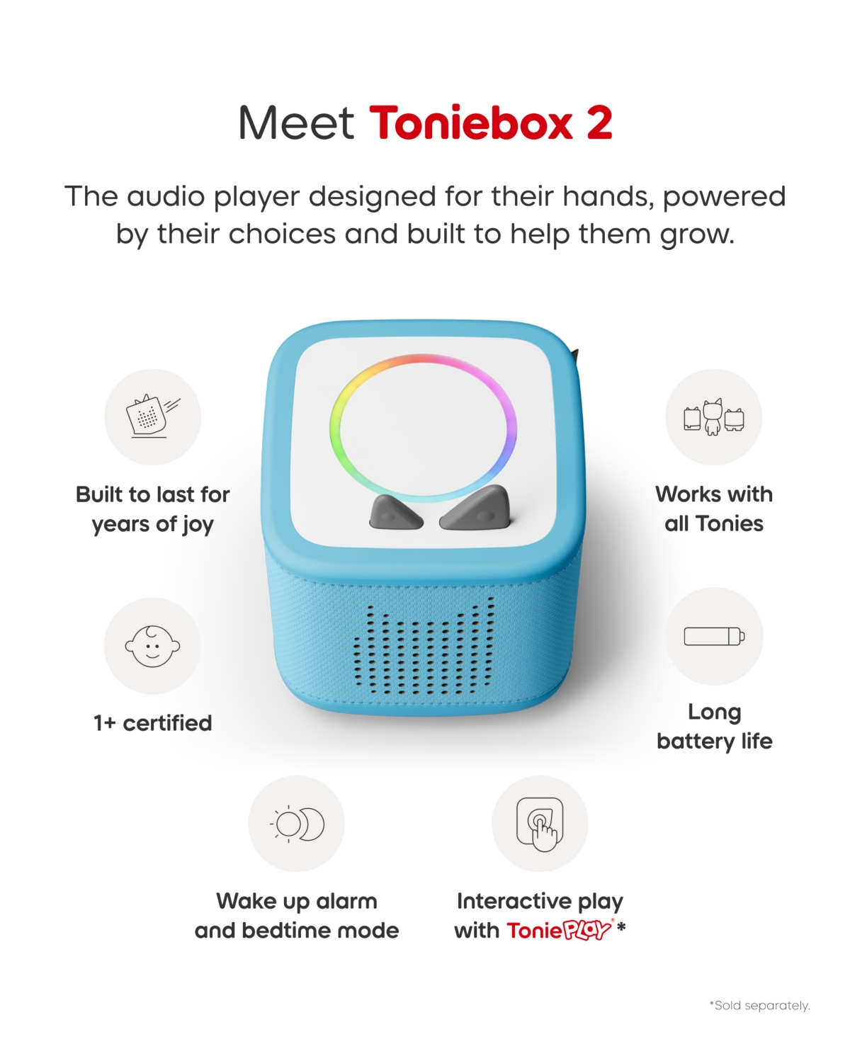 Tonies Bluey Toniebox 2 Screen-Free Interactive Starter Set, Ages 1+
