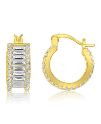 14k Gold-Plated Casual Baguette Hoop Earrings