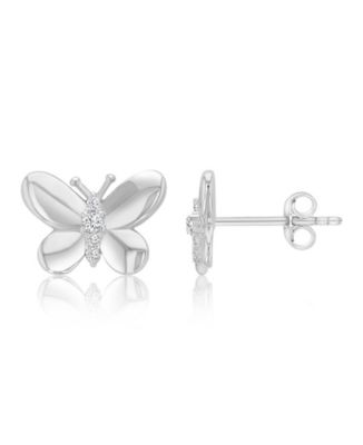 Silver-Plated Polished Butterfly Earrings