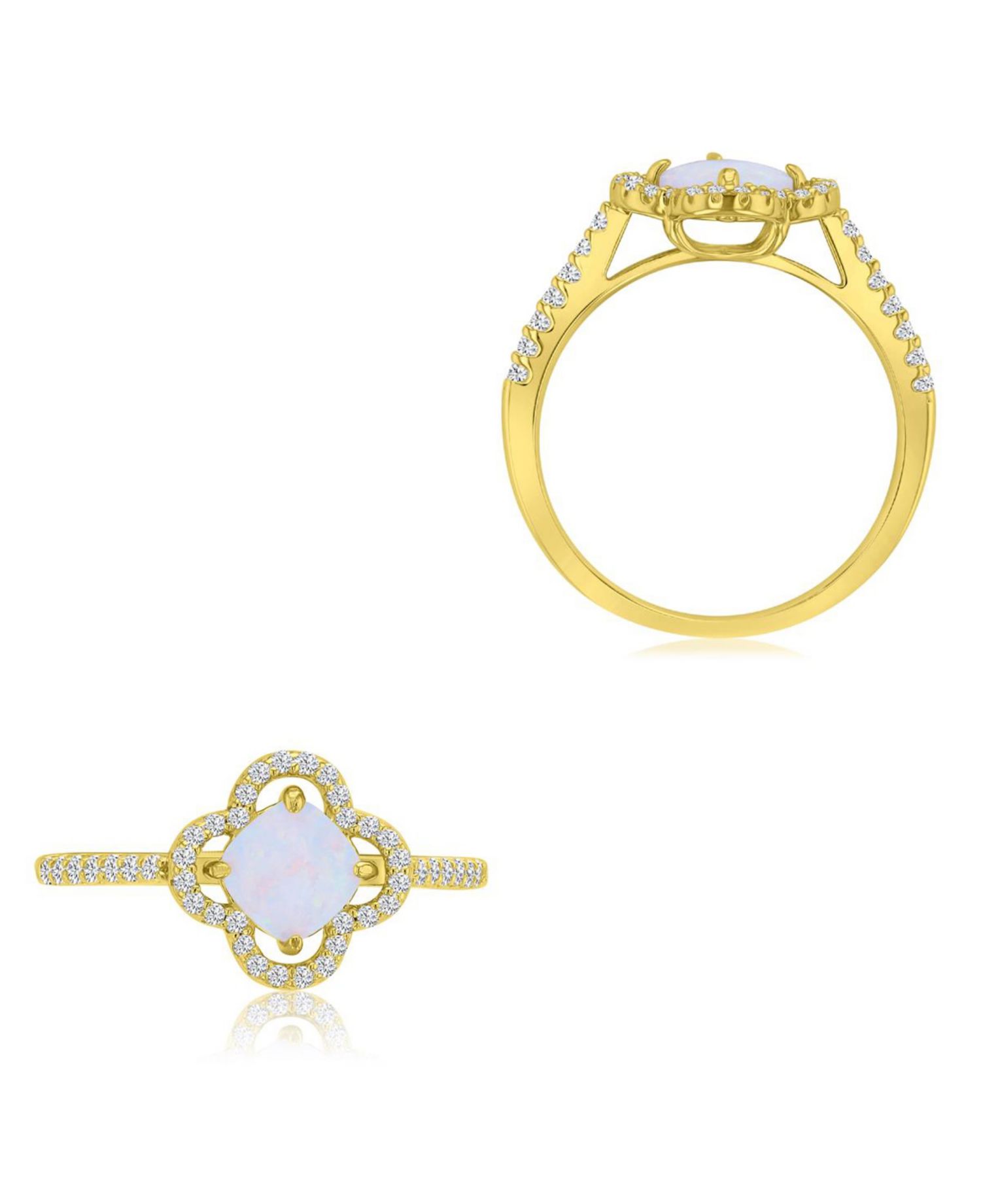 14k Gold-Plated Opal Clover Fashion Ring