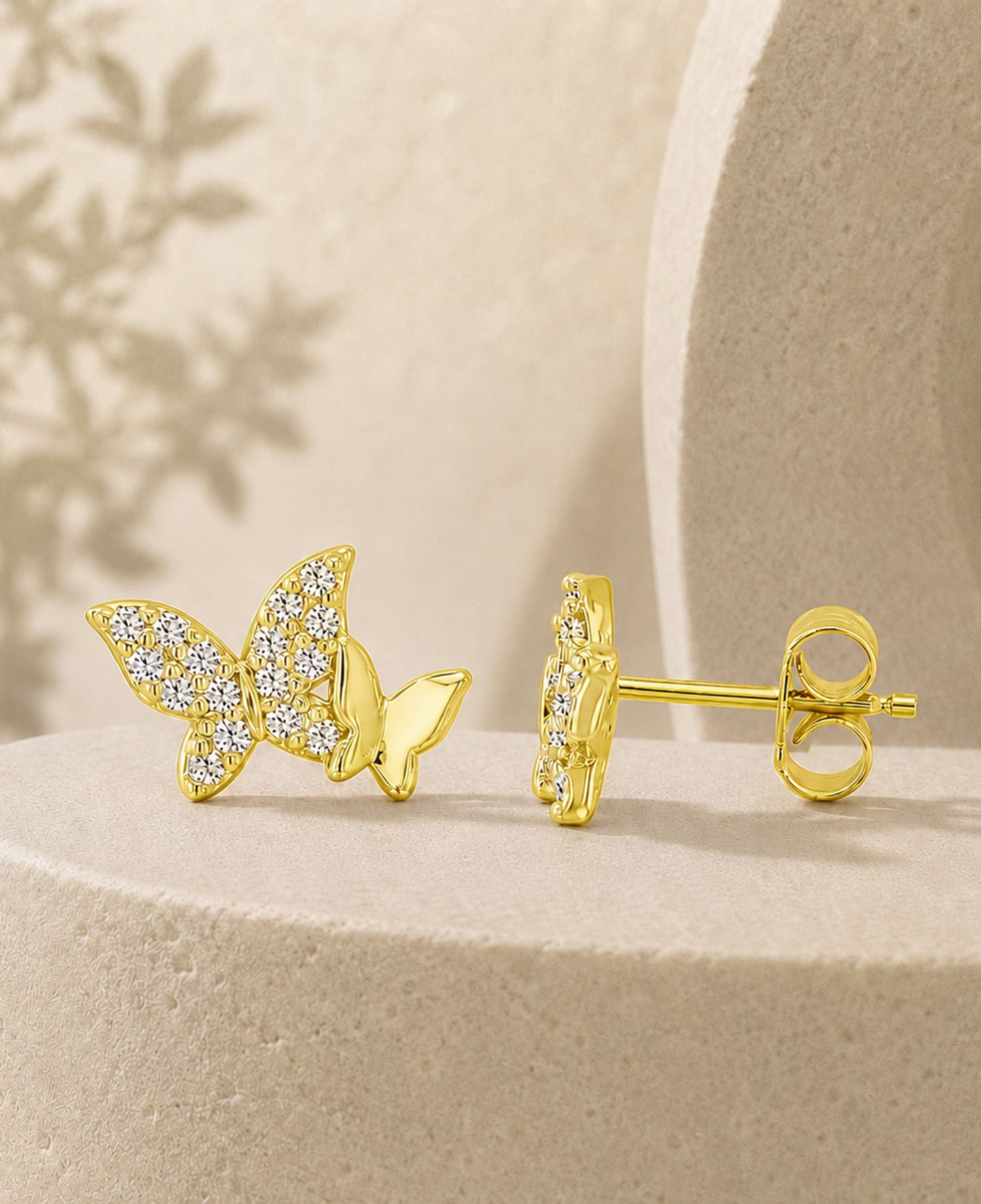 14k Gold-Plated Dual Butterfly Earrings