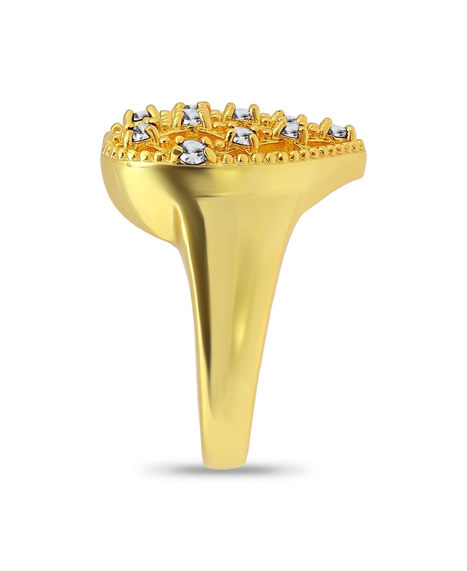 14k Gold-Plated Round Cubic Zirconia Lattice Heart Shaped Ring