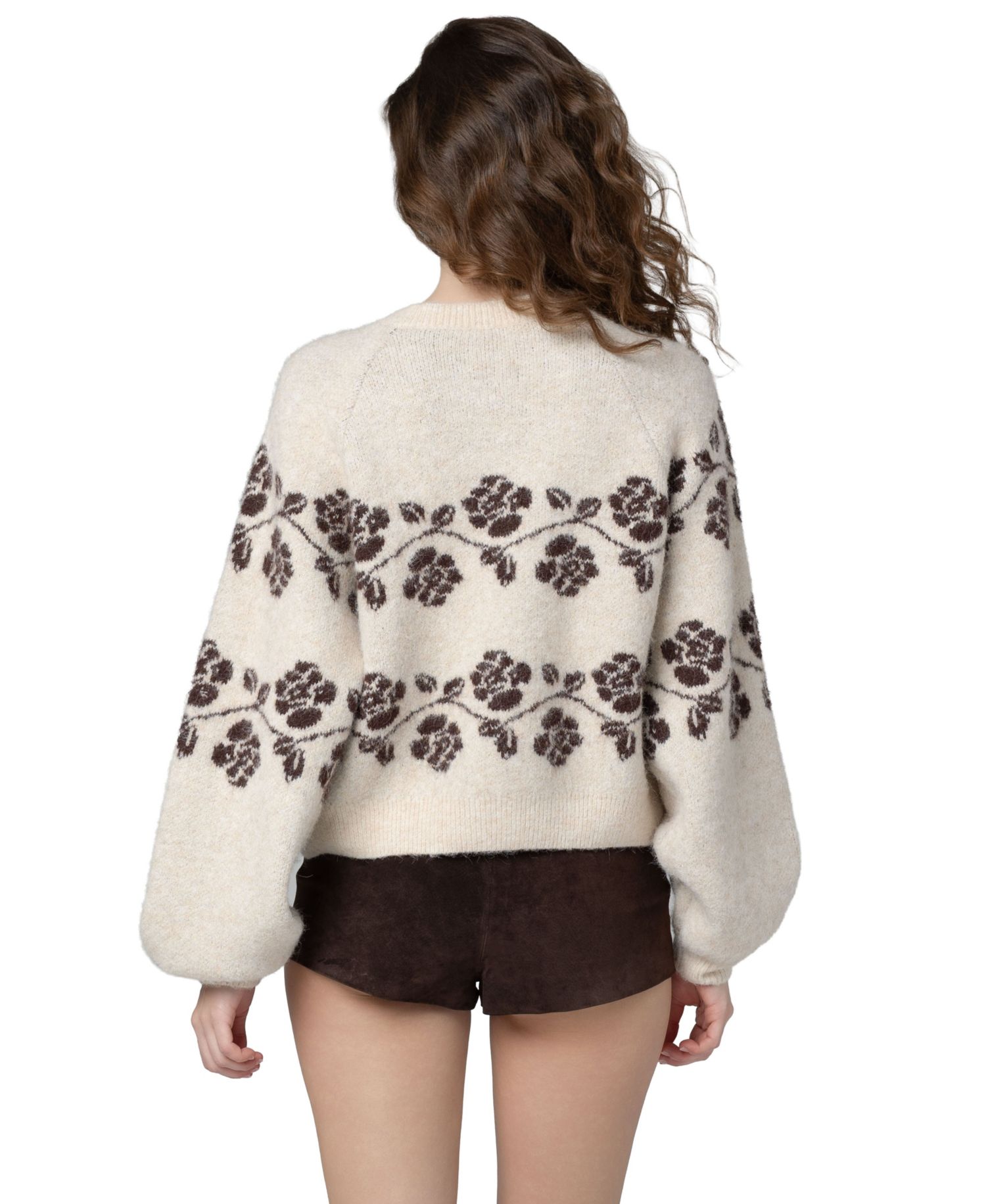 Women's Floral-Print Scoop Neck Cardigan