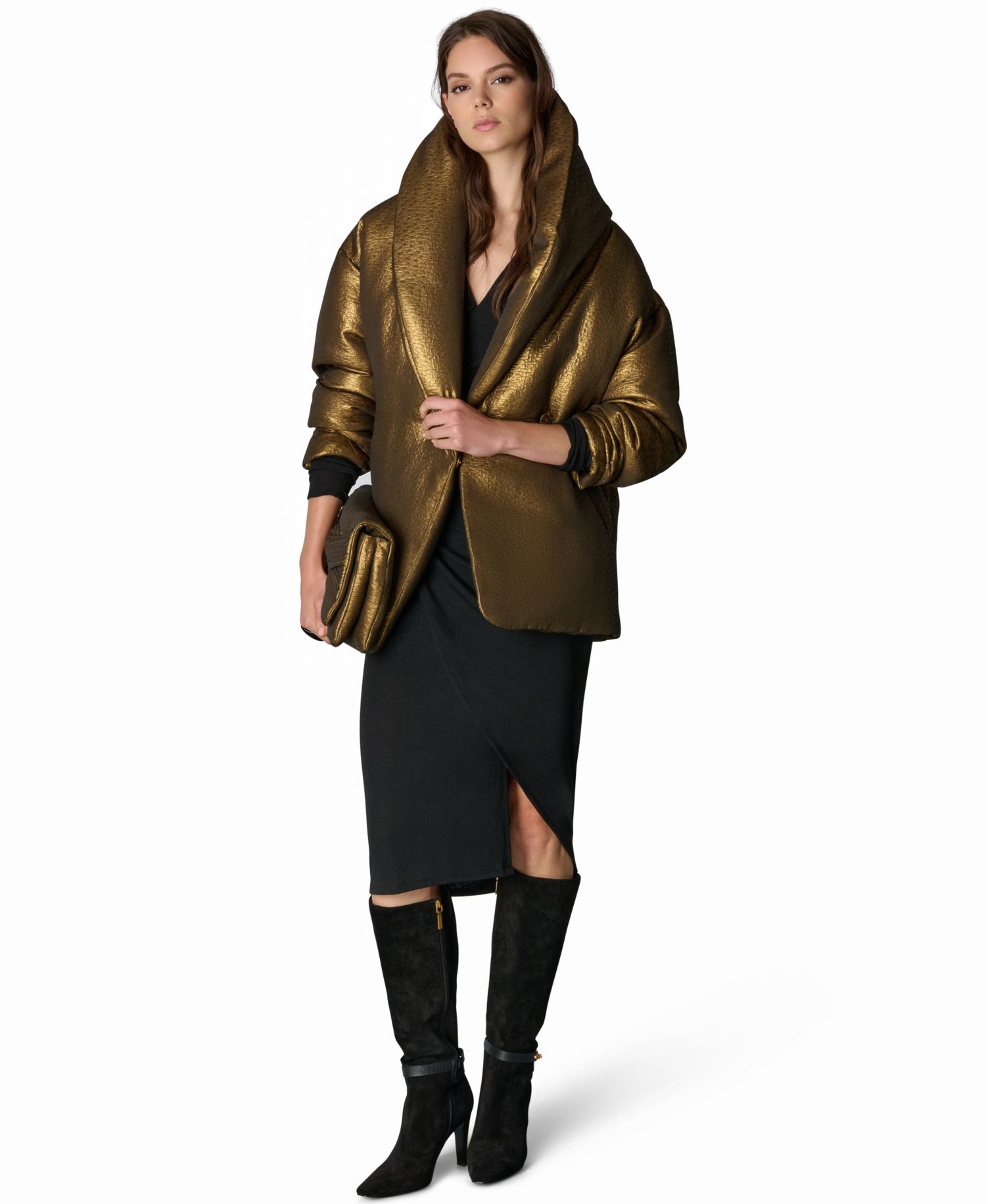 Women's Jacquard Wrap Shawl-Collar Jacket